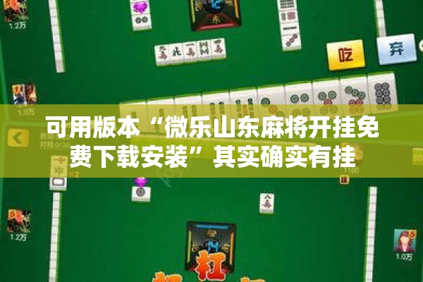 可用版本“微乐山东麻将开挂免费下载安装”其实确实有挂