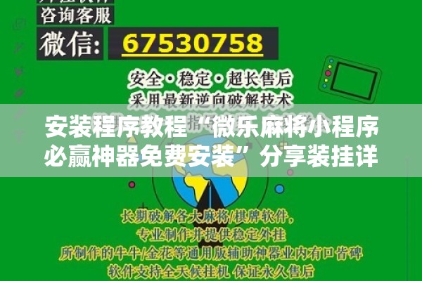 安装程序教程“微乐麻将小程序必赢神器免费安装”分享装挂详细步骤