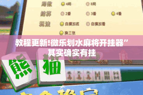 教程更新!微乐划水麻将开挂器	”其实确实有挂