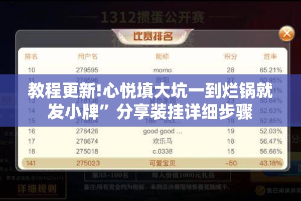 教程更新!心悦填大坑一到烂锅就发小牌”分享装挂详细步骤