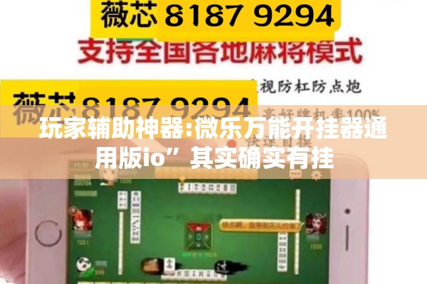 玩家辅助神器:微乐万能开挂器通用版io”其实确实有挂