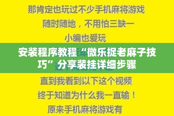安装程序教程“微乐捉老麻子技巧	”分享装挂详细步骤