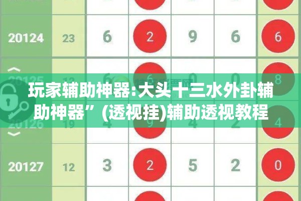 玩家辅助神器:大头十三水外卦辅助神器	”(透视挂)辅助透视教程
