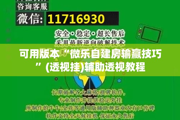 可用版本“微乐自建房输赢技巧”(透视挂)辅助透视教程