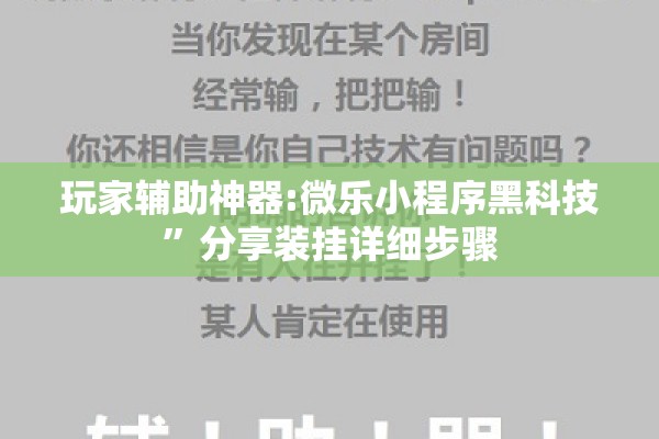 玩家辅助神器:微乐小程序黑科技”分享装挂详细步骤