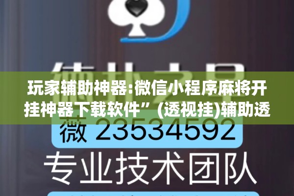 玩家辅助神器:微信小程序麻将开挂神器下载软件”(透视挂)辅助透视教程