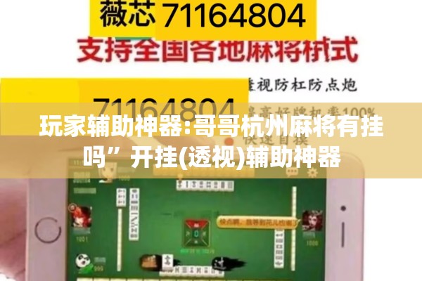 玩家辅助神器:哥哥杭州麻将有挂吗”开挂(透视)辅助神器
