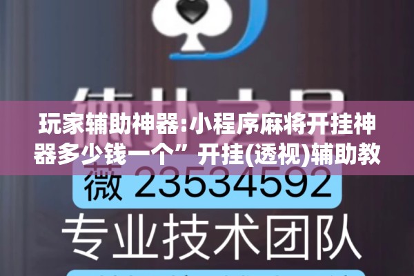 玩家辅助神器:小程序麻将开挂神器多少钱一个	”开挂(透视)辅助教程
