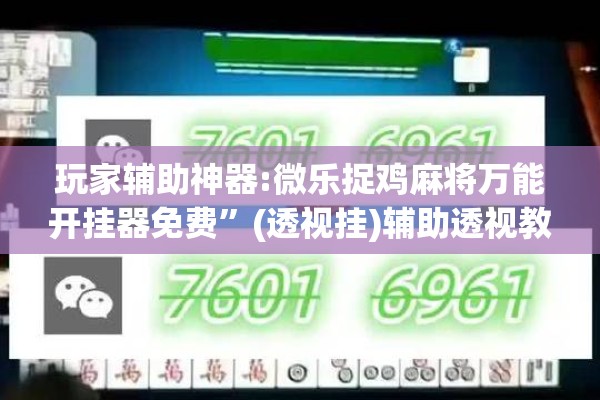 玩家辅助神器:微乐捉鸡麻将万能开挂器免费”(透视挂)辅助透视教程