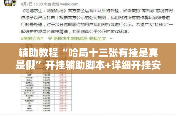 辅助教程“哈局十三张有挂是真是假”开挂辅助脚本+详细开挂安装教程
