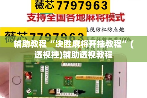 辅助教程“决胜麻将开挂教程	”(透视挂)辅助透视教程
