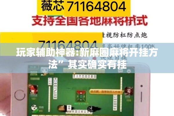 玩家辅助神器:新麻圈麻将开挂方法	”其实确实有挂