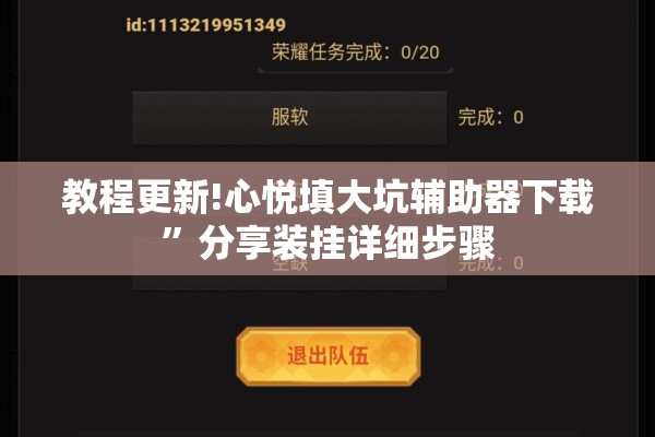 教程更新!心悦填大坑辅助器下载	”分享装挂详细步骤