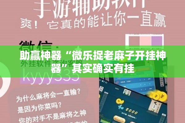 助赢神器“微乐捉老麻子开挂神器”其实确实有挂