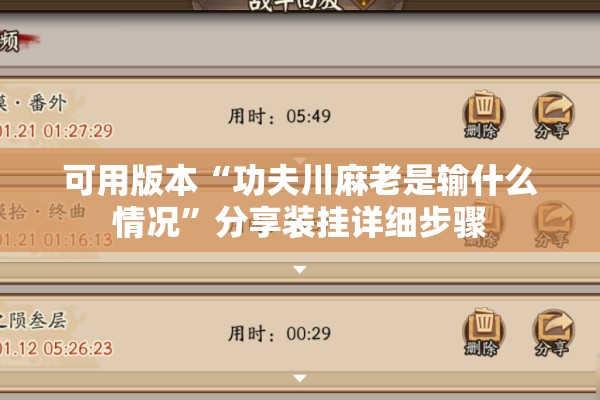 可用版本“功夫川麻老是输什么情况”分享装挂详细步骤