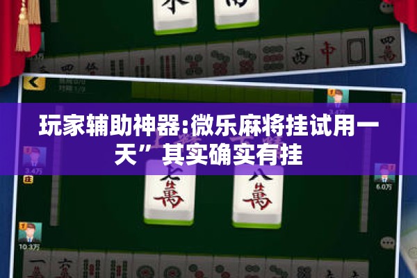 玩家辅助神器:微乐麻将挂试用一天”其实确实有挂