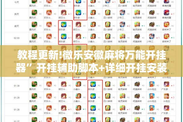 教程更新!微乐安徽麻将万能开挂器	”开挂辅助脚本+详细开挂安装教程