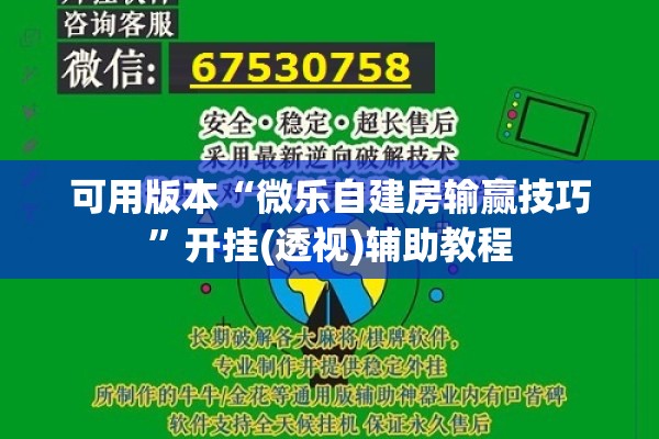 可用版本“微乐自建房输赢技巧”开挂(透视)辅助教程