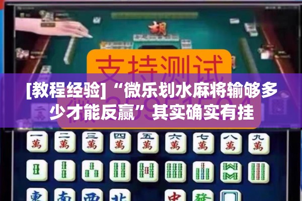 [教程经验]“微乐划水麻将输够多少才能反赢”其实确实有挂