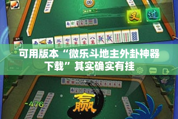 可用版本“微乐斗地主外卦神器下载”其实确实有挂