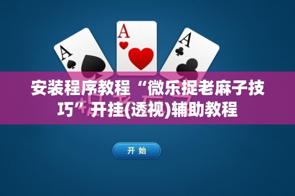 安装程序教程“微乐捉老麻子技巧”开挂(透视)辅助教程