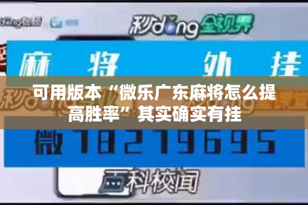 可用版本“微乐广东麻将怎么提高胜率”其实确实有挂