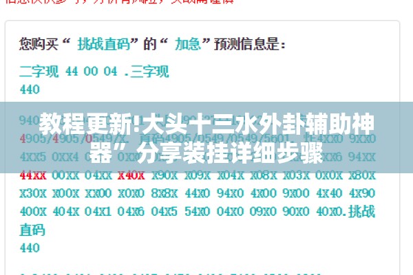 教程更新!大头十三水外卦辅助神器”分享装挂详细步骤