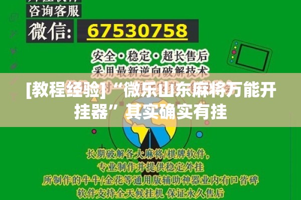 [教程经验]“微乐山东麻将万能开挂器	”其实确实有挂