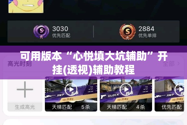 可用版本“心悦填大坑辅助	”开挂(透视)辅助教程