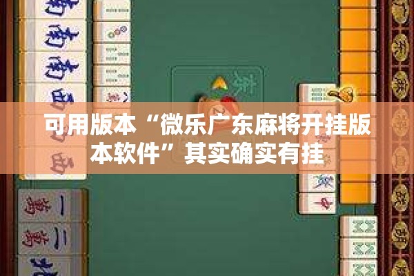 可用版本“微乐广东麻将开挂版本软件	”其实确实有挂
