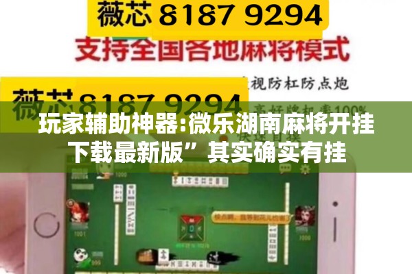 玩家辅助神器:微乐湖南麻将开挂下载最新版	”其实确实有挂
