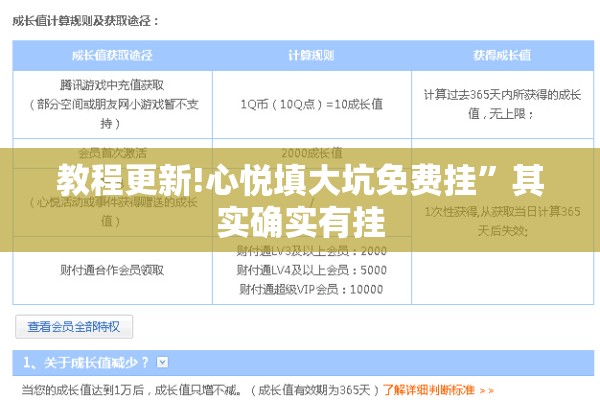 教程更新!心悦填大坑免费挂”其实确实有挂