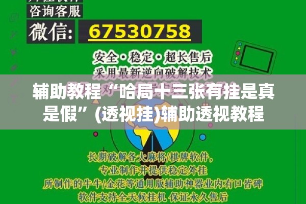 辅助教程“哈局十三张有挂是真是假”(透视挂)辅助透视教程