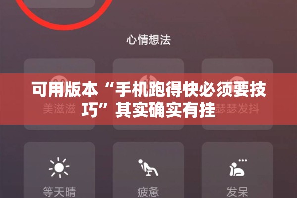 可用版本“手机跑得快必须要技巧”其实确实有挂