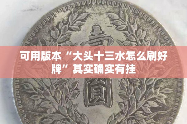可用版本“大头十三水怎么刷好牌”其实确实有挂