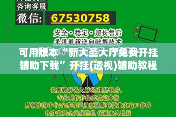 可用版本“新大圣大厅免费开挂辅助下载”开挂(透视)辅助教程