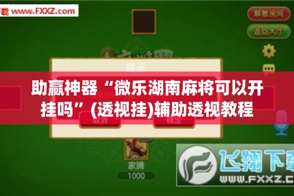 助赢神器“微乐湖南麻将可以开挂吗”(透视挂)辅助透视教程