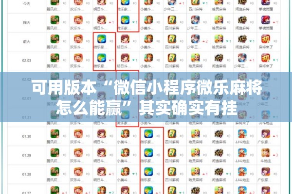 可用版本“微信小程序微乐麻将怎么能赢”其实确实有挂