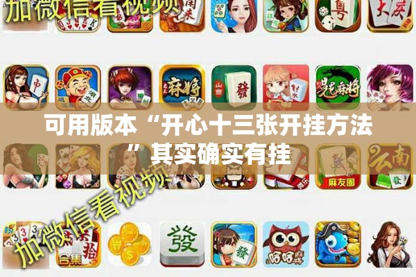 可用版本“开心十三张开挂方法”其实确实有挂