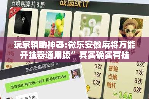 玩家辅助神器:微乐安徽麻将万能开挂器通用版	”其实确实有挂
