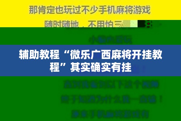 辅助教程“微乐广西麻将开挂教程”其实确实有挂