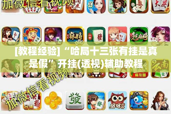 [教程经验]“哈局十三张有挂是真是假”开挂(透视)辅助教程