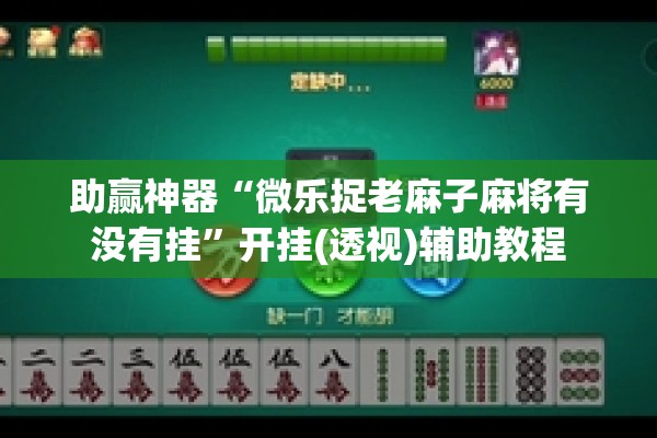助赢神器“微乐捉老麻子麻将有没有挂”开挂(透视)辅助教程