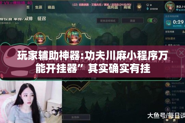 玩家辅助神器:功夫川麻小程序万能开挂器”其实确实有挂