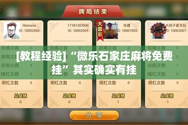 [教程经验]“微乐石家庄麻将免费挂”其实确实有挂