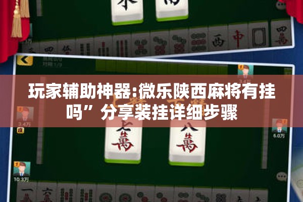 玩家辅助神器:微乐陕西麻将有挂吗”分享装挂详细步骤