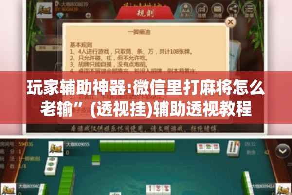 玩家辅助神器:微信里打麻将怎么老输”(透视挂)辅助透视教程