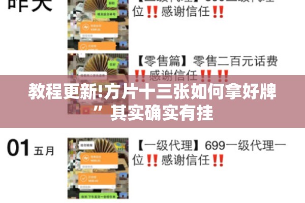 教程更新!方片十三张如何拿好牌”其实确实有挂