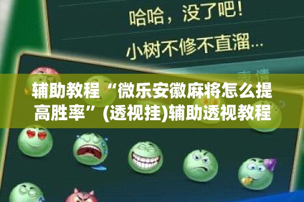 辅助教程“微乐安徽麻将怎么提高胜率”(透视挂)辅助透视教程