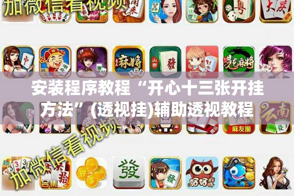 安装程序教程“开心十三张开挂方法”(透视挂)辅助透视教程
